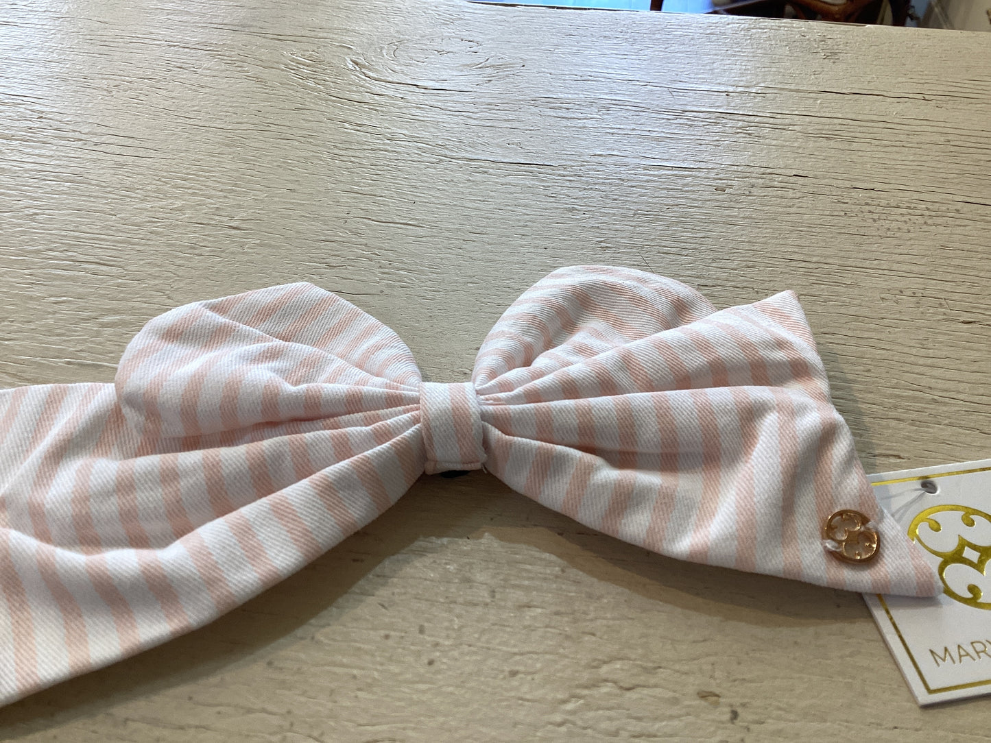Pink stripe fabric bow