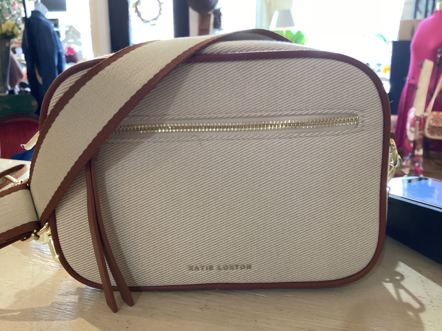 Hallie Crossbody Bag Canvas/Cognac