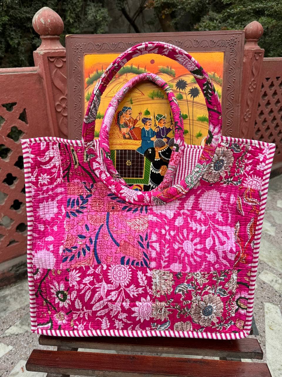 Patchwork Floral Print Bag Cotton Quilted Women Shoulder Bag