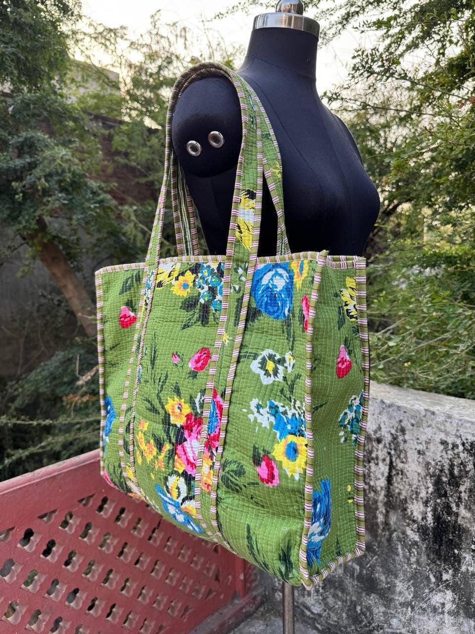 Grocery Bag Quilted Cotton Bag Floral Printed Bag Women Bags