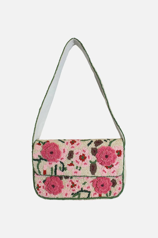 Country Side Floral Beaded Shoulder Bag