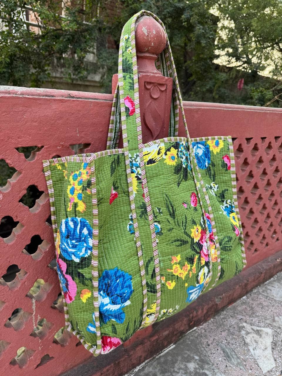 Grocery Bag Quilted Cotton Bag Floral Printed Bag Women Bags