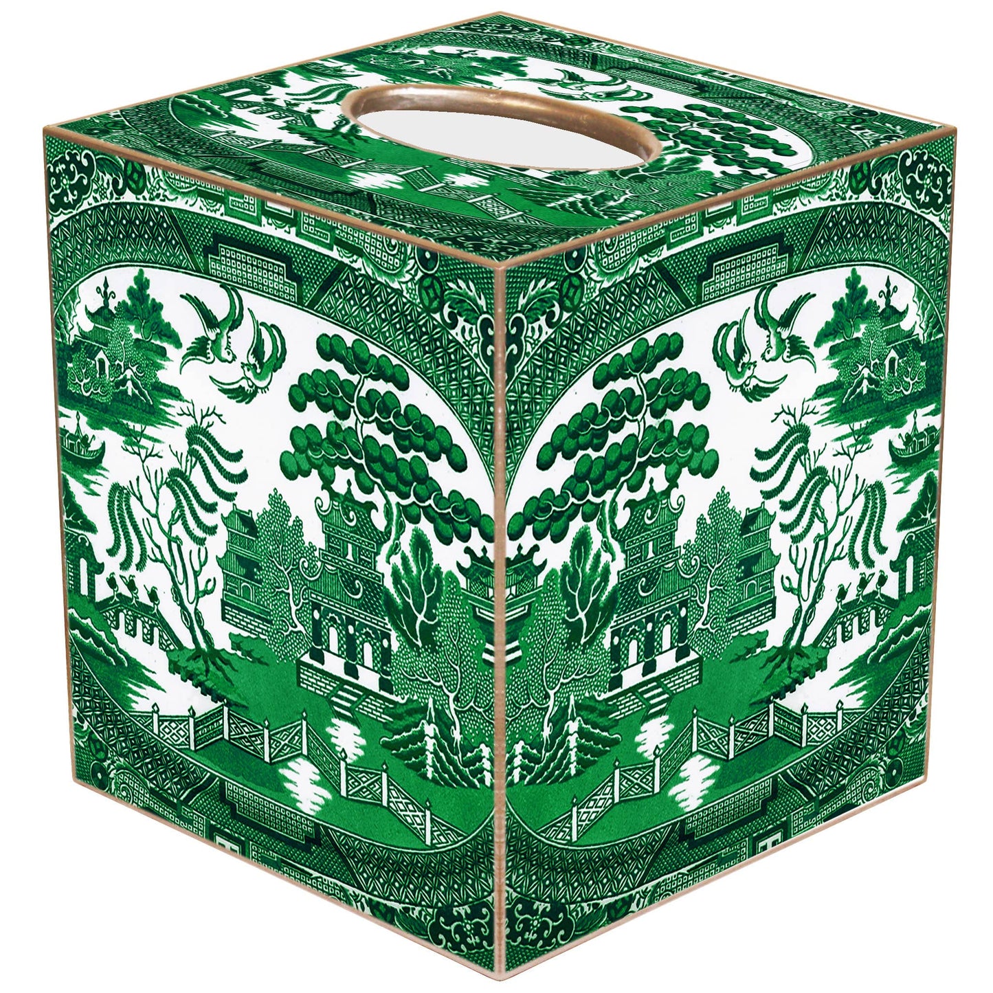 TB6146-Green Willow Tissue Box: Paper Mache