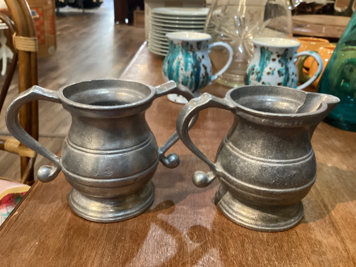 Pewter Creamer & Sugar - Vintage