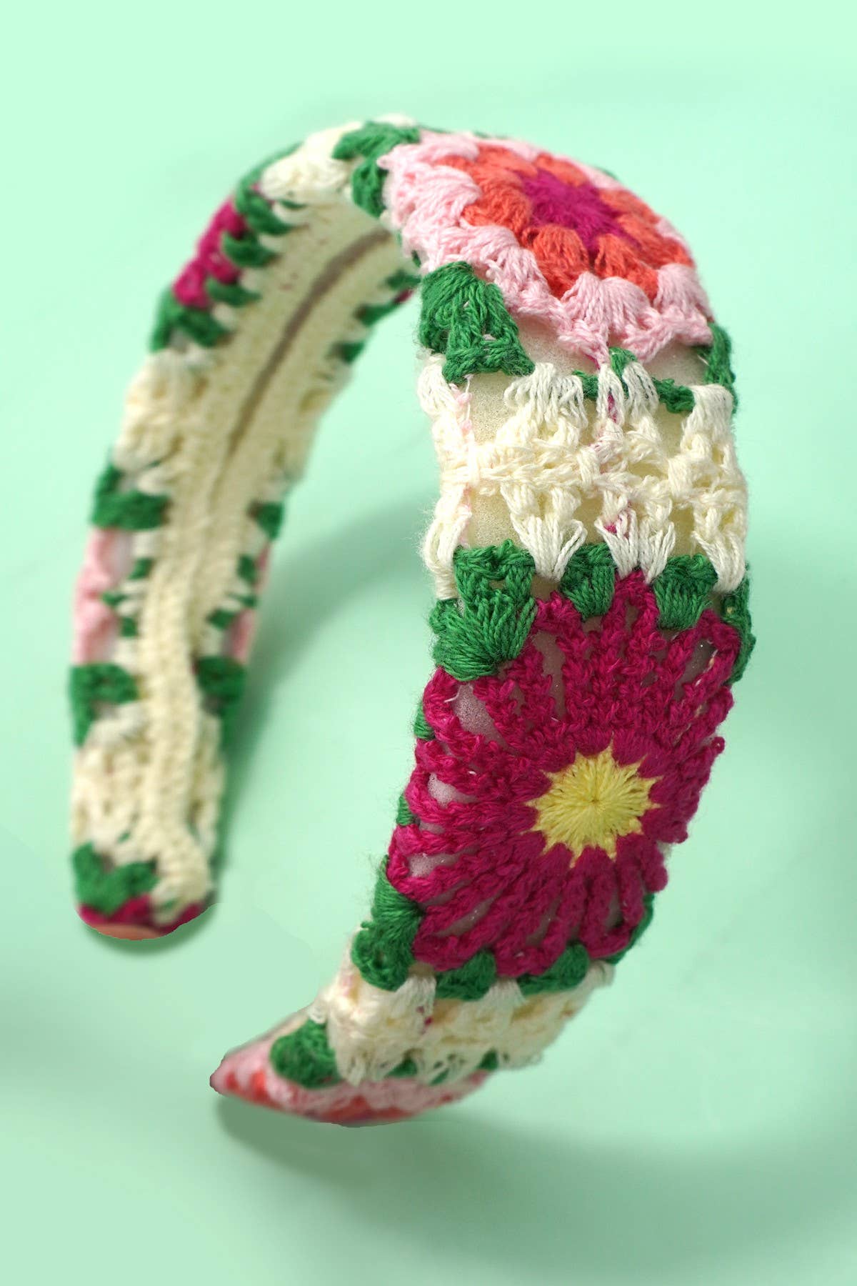 FLORAL CROCHET SOFT WOVEN KNIT HEADBAND HAIR BAND | 40HB182: C