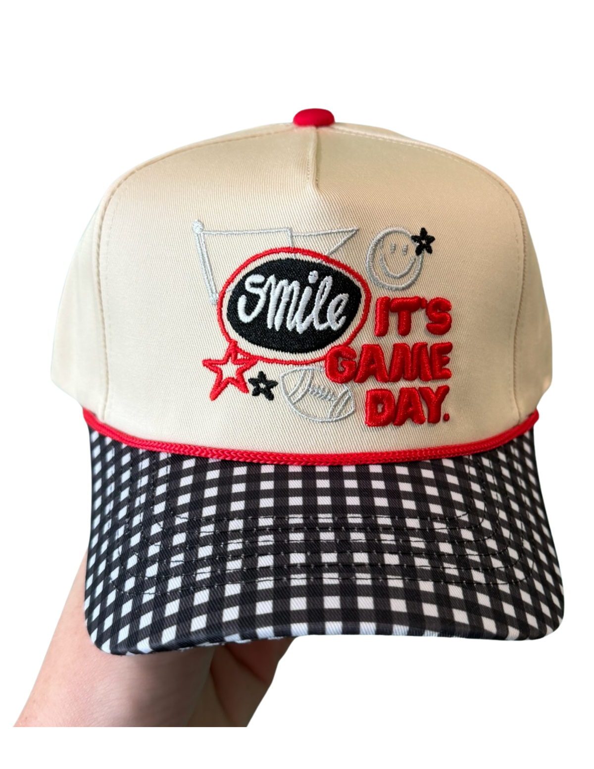 SMILE, IT’S GAME DAY CANVAS CAP: MAROON