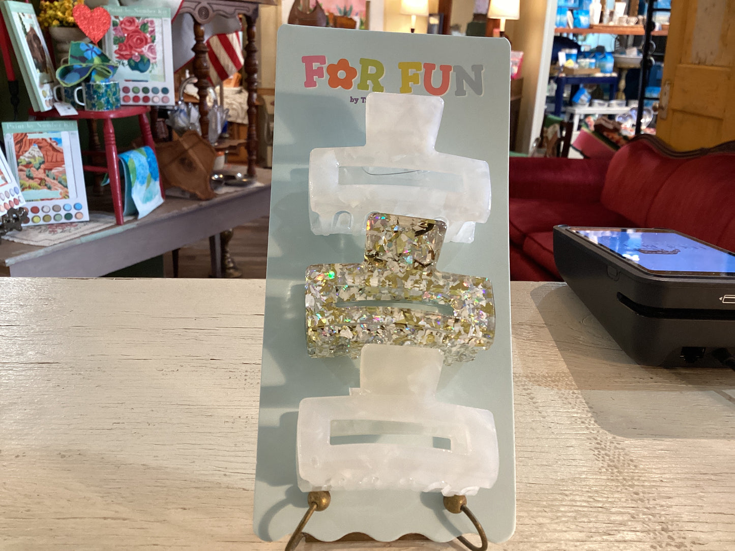 Pearl Confetti Claw Clip Trio