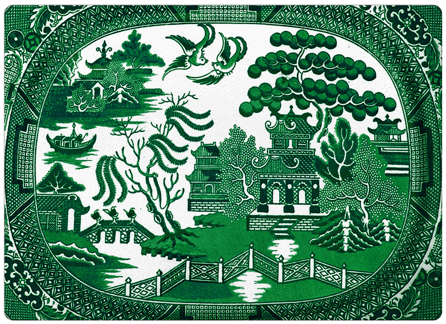 GB6146 - Green Willow Cutting Board: Small Rectangular 8" by 11"