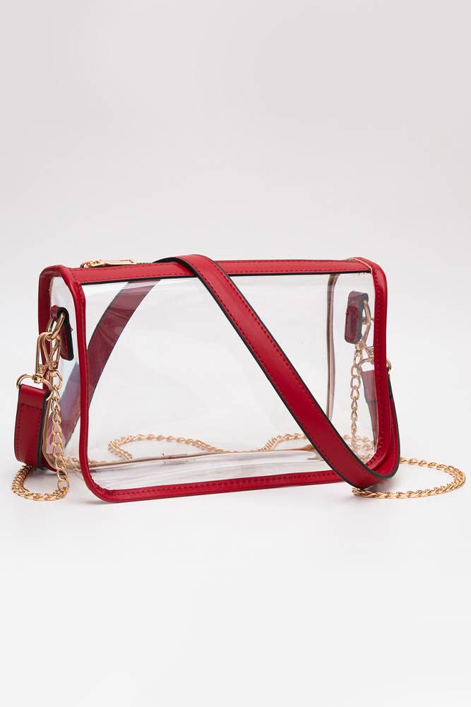 Clear Rectangle Stadium Concert Crossbody Bag: White