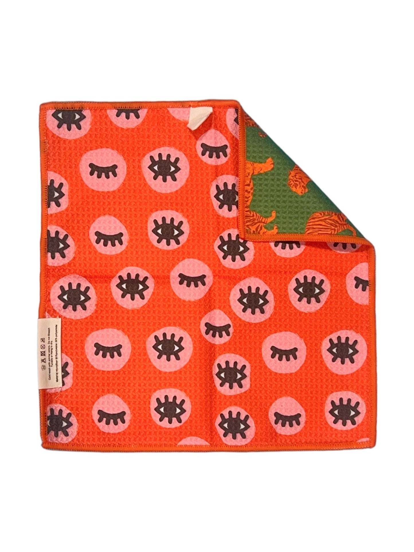 Eye of the Tiger: Reversible Washcloth: Green/Orange / 12x12 in / Washcloth