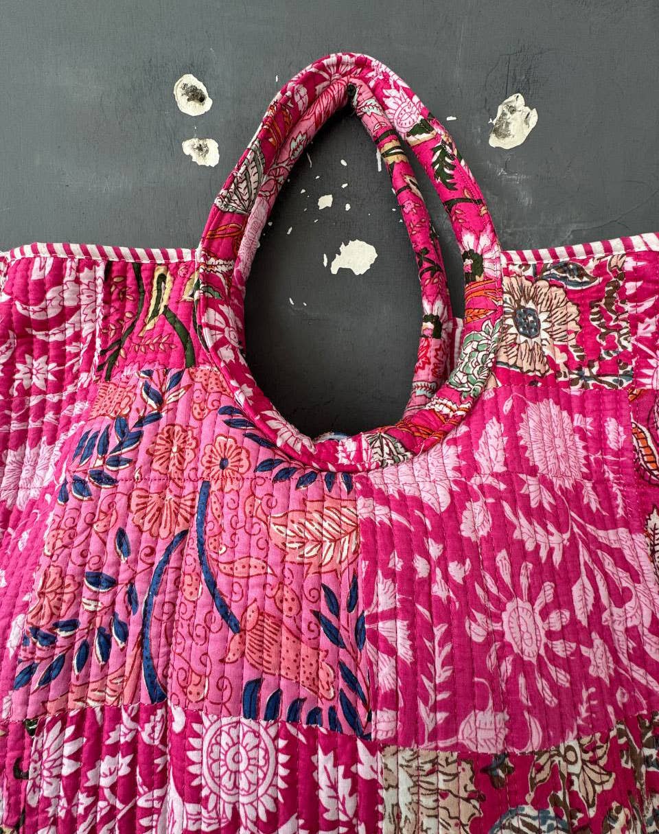 Patchwork Floral Print Bag Cotton Quilted Women Shoulder Bag