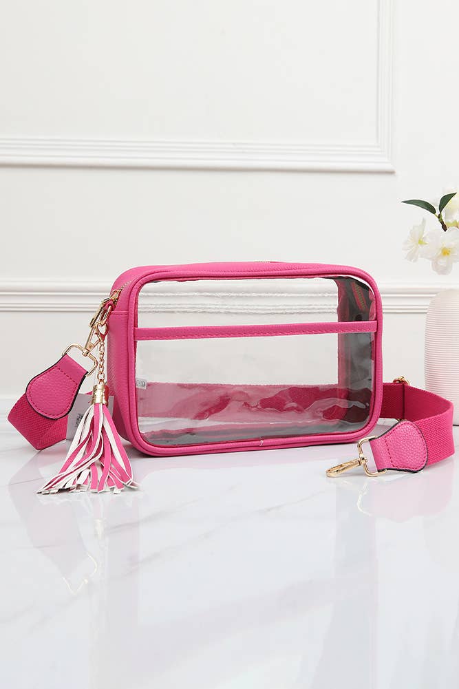 Clear PU Cross Body Camera Bag: Black