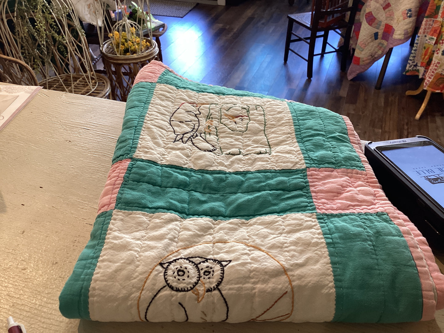 Vintage Teal & Pink Baby Blanket