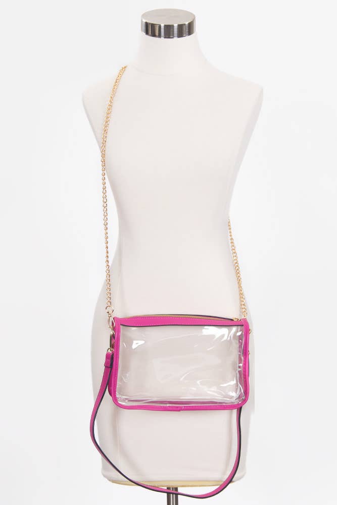 Clear Rectangle Stadium Concert Crossbody Bag: White