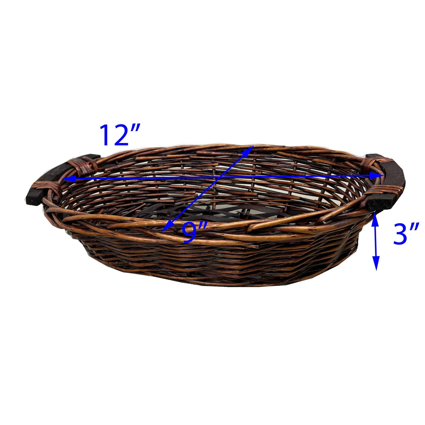 12" Oval Willow Tray Dark Brown Finish