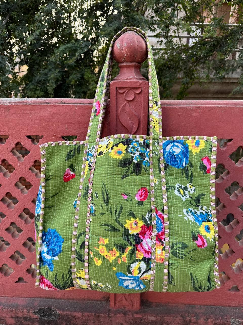 Grocery Bag Quilted Cotton Bag Floral Printed Bag Women Bags