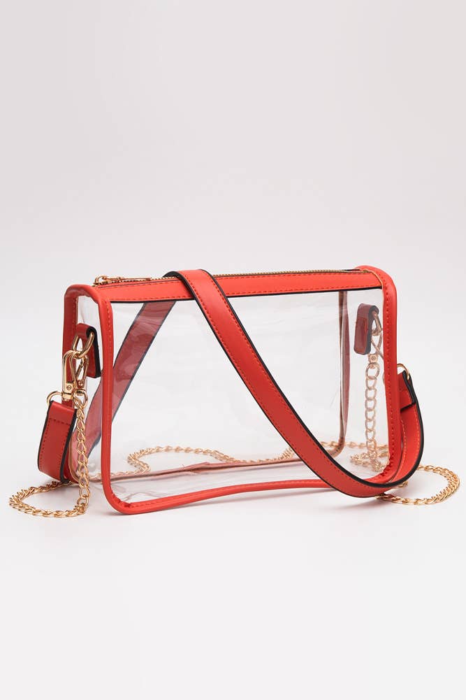 Clear Rectangle Stadium Concert Crossbody Bag: White