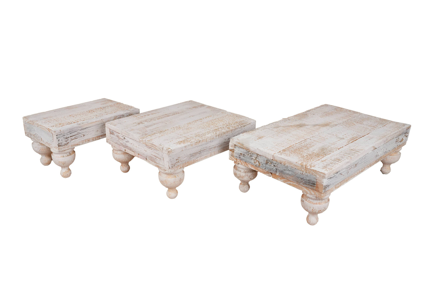 Chula Cake Table Display-Reclaimed Wood-White Small