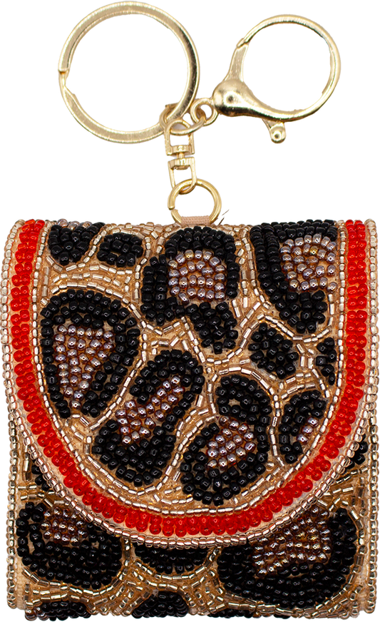 ANIMAL PRINT BEADED AIRPOD HOLDER