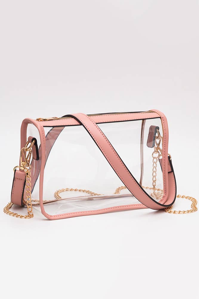 Clear Rectangle Stadium Concert Crossbody Bag: White