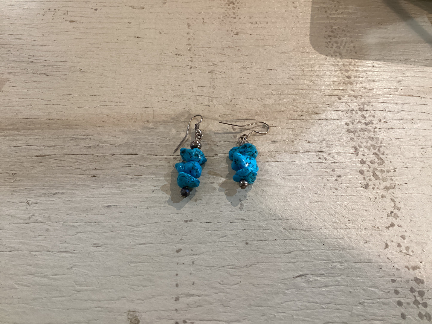 Turquoise Three Stone Drop Earrings