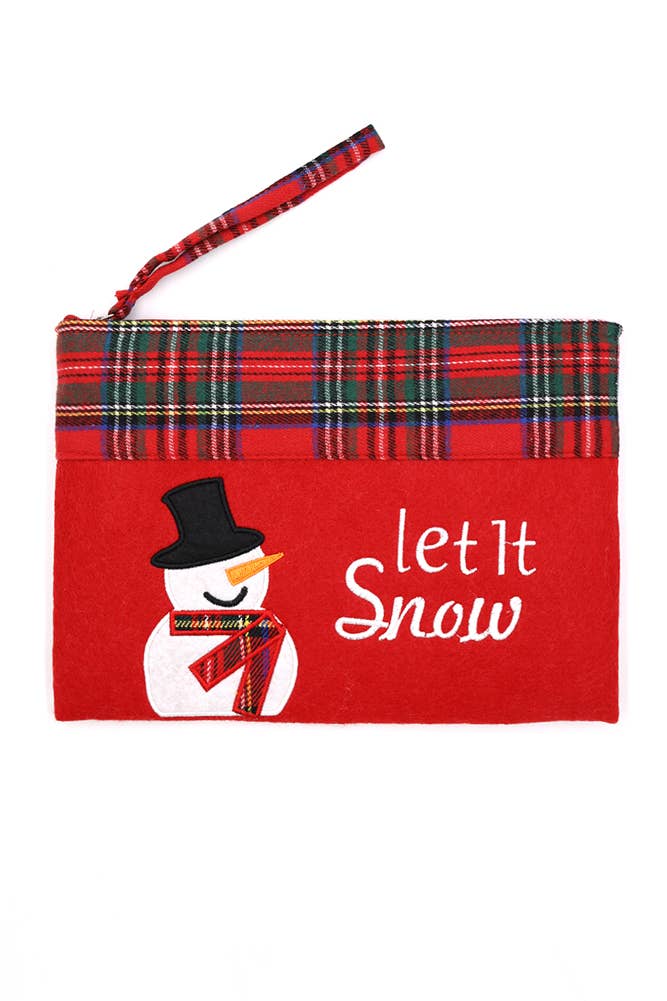 LET IT SNOW Snowman Christmas Holiday Pouch