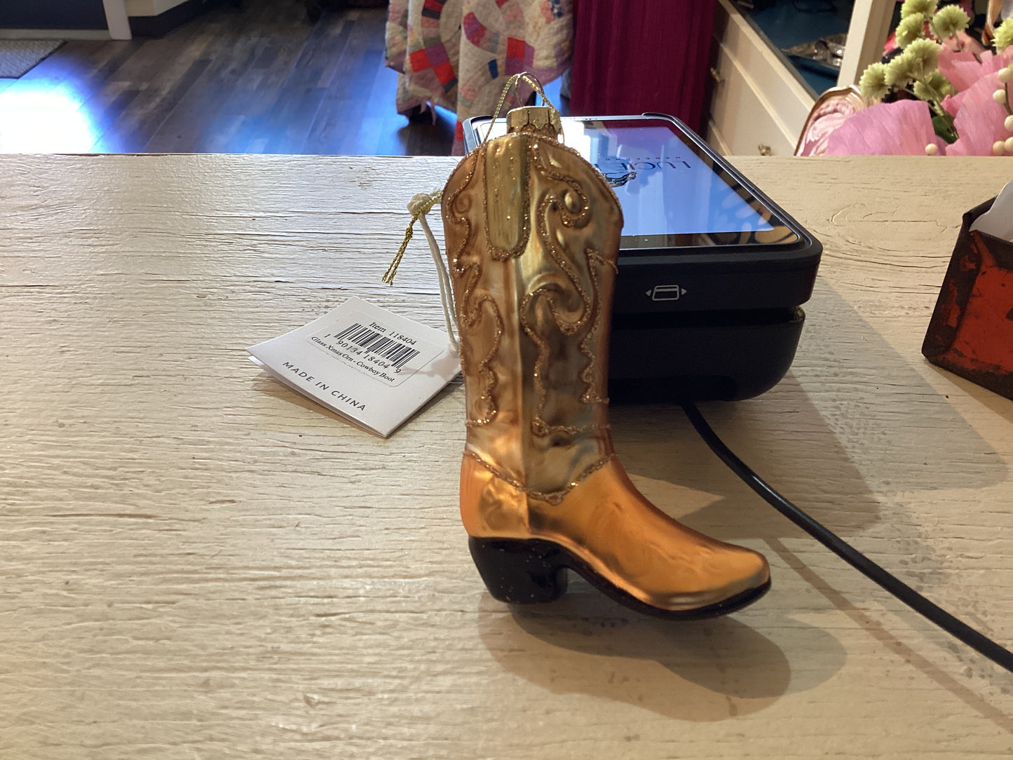 Glass Ornament- Boot