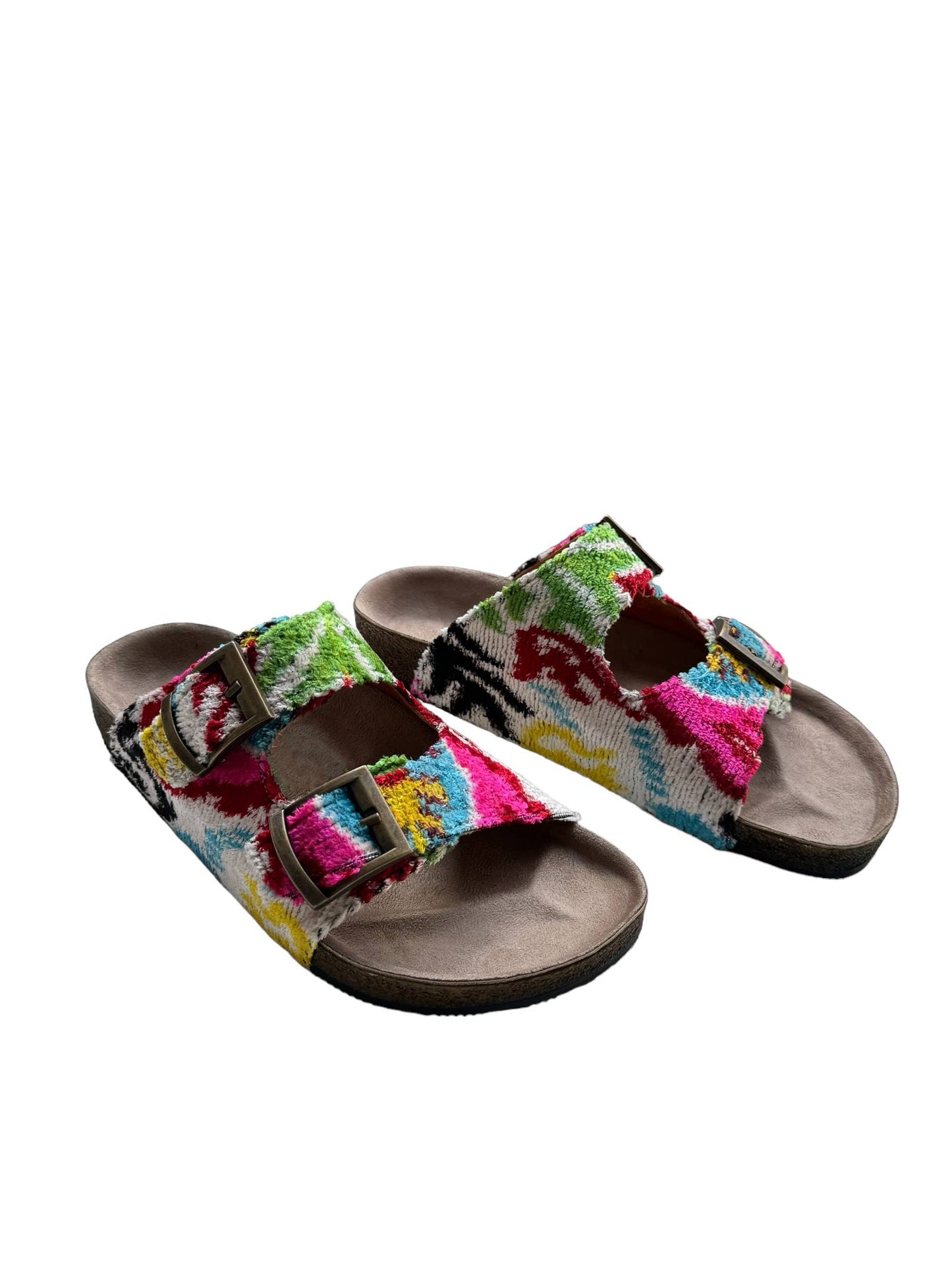 Silk Velvet Ikat Buckled Sandal: 6