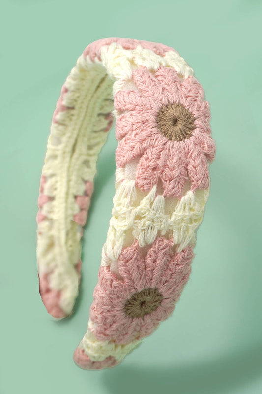FLORAL CROCHET SOFT WOVEN KNIT HEADBAND HAIR BAND | 40HB182: D