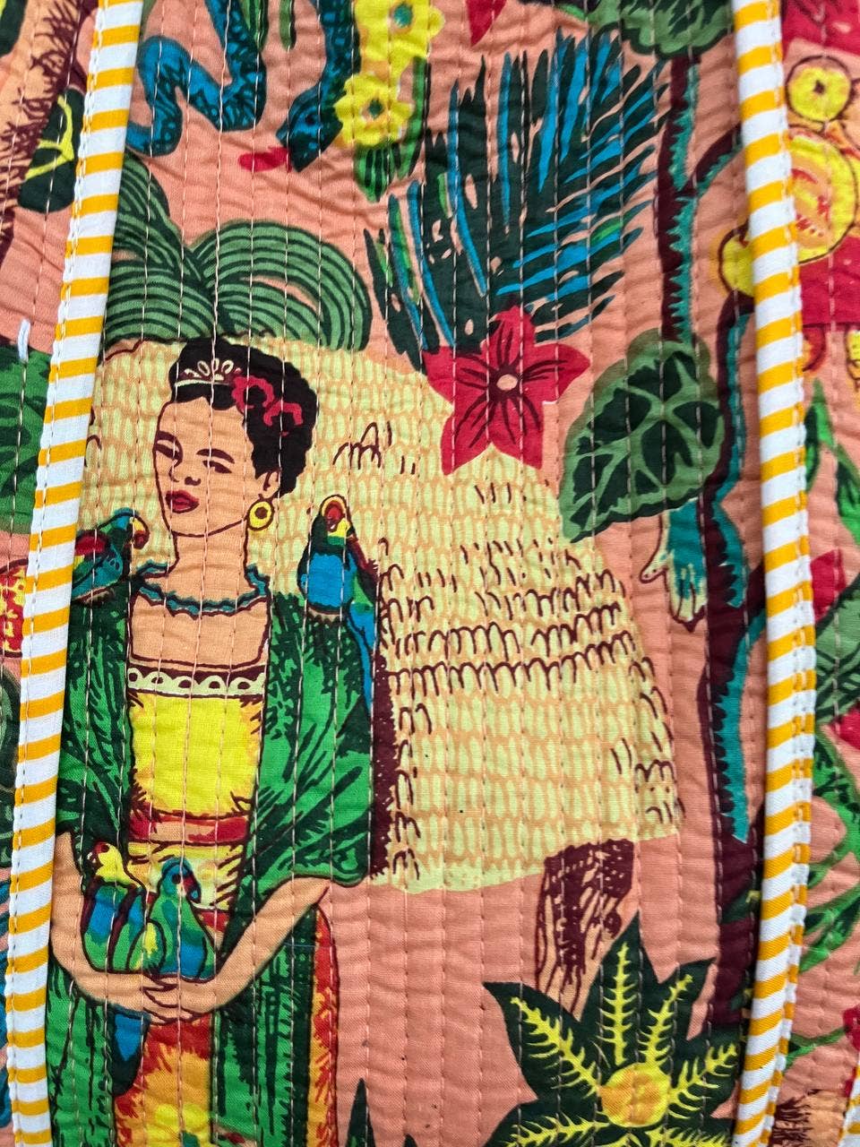 Frida Kahlo Printed Cotton Quilted Bag Women Shoulder Bags