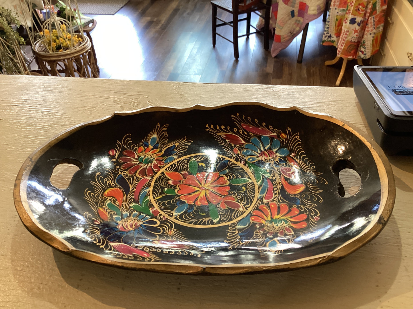 Vintage Hand Painted Folk Art “Batea” Serving Tray