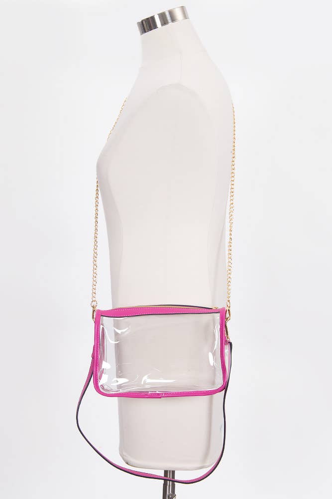 Clear Rectangle Stadium Concert Crossbody Bag: White