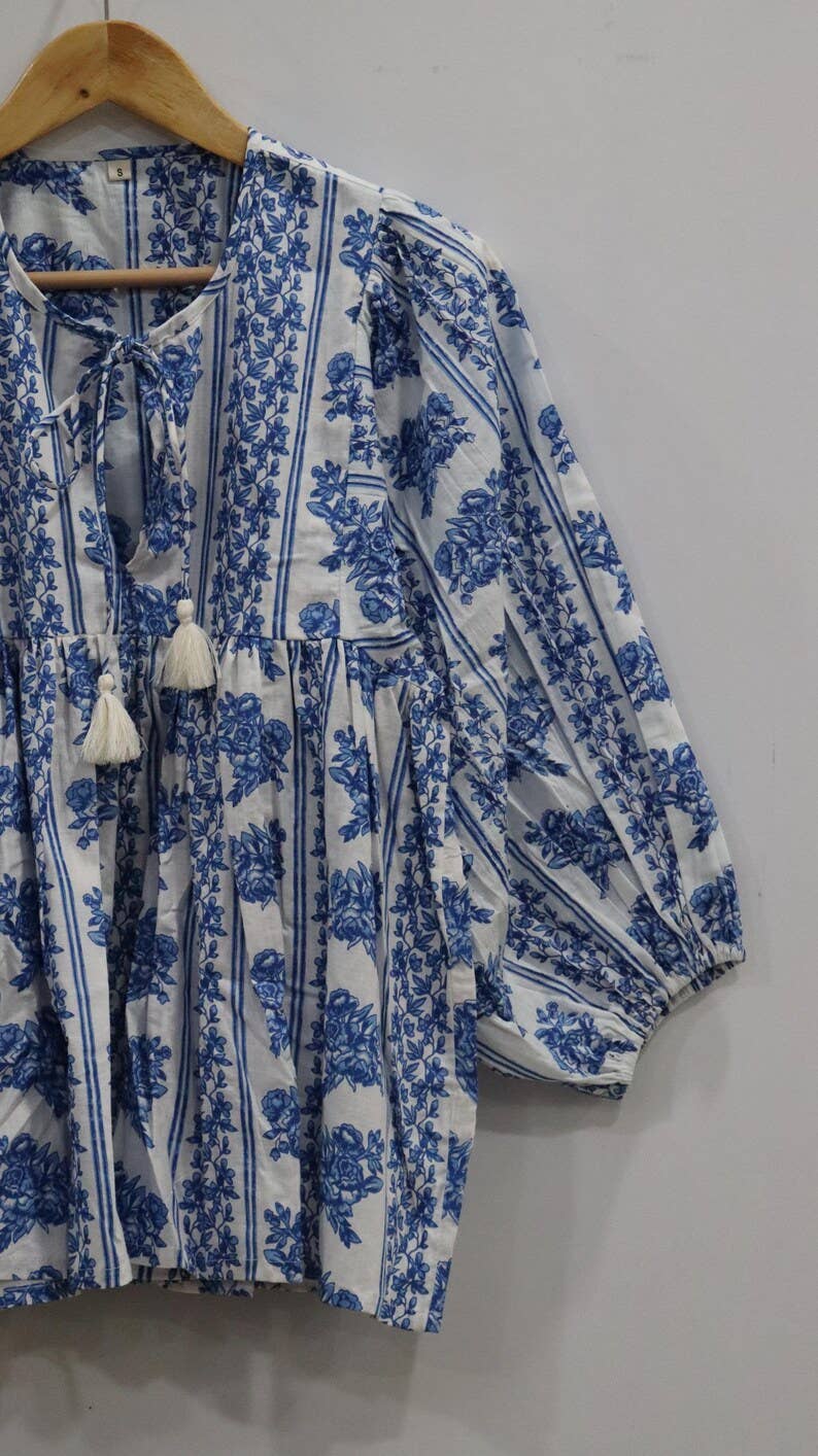 Kyra Top Dress Mini Dress Striped Floral Printed Tunic Top : M
