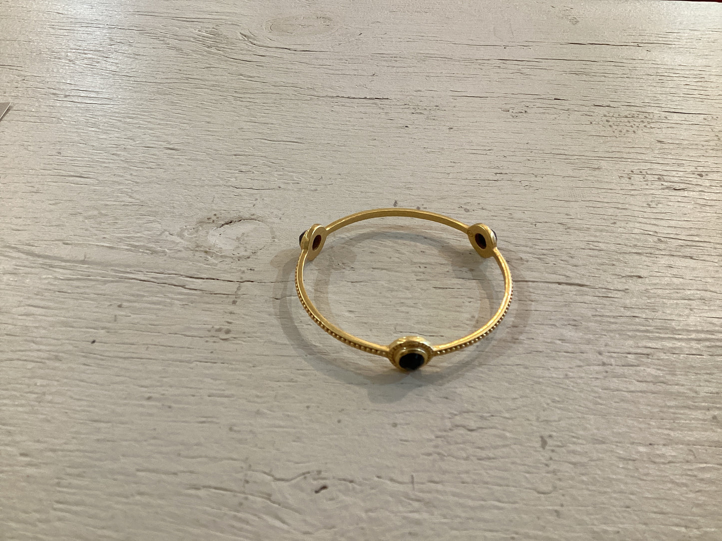 Black Onyx 18K Plated Bangle