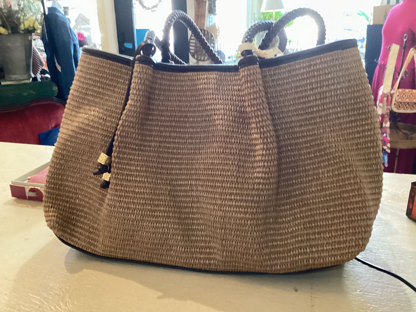 Nova Raffia Small Shoulder Tote