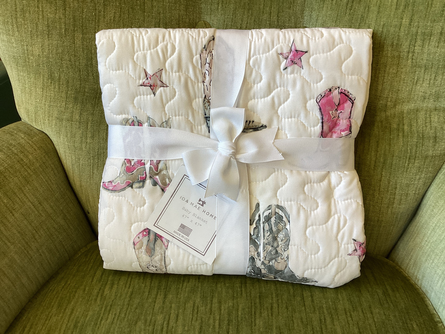 Thunderbird Boots Pink Baby Quilt