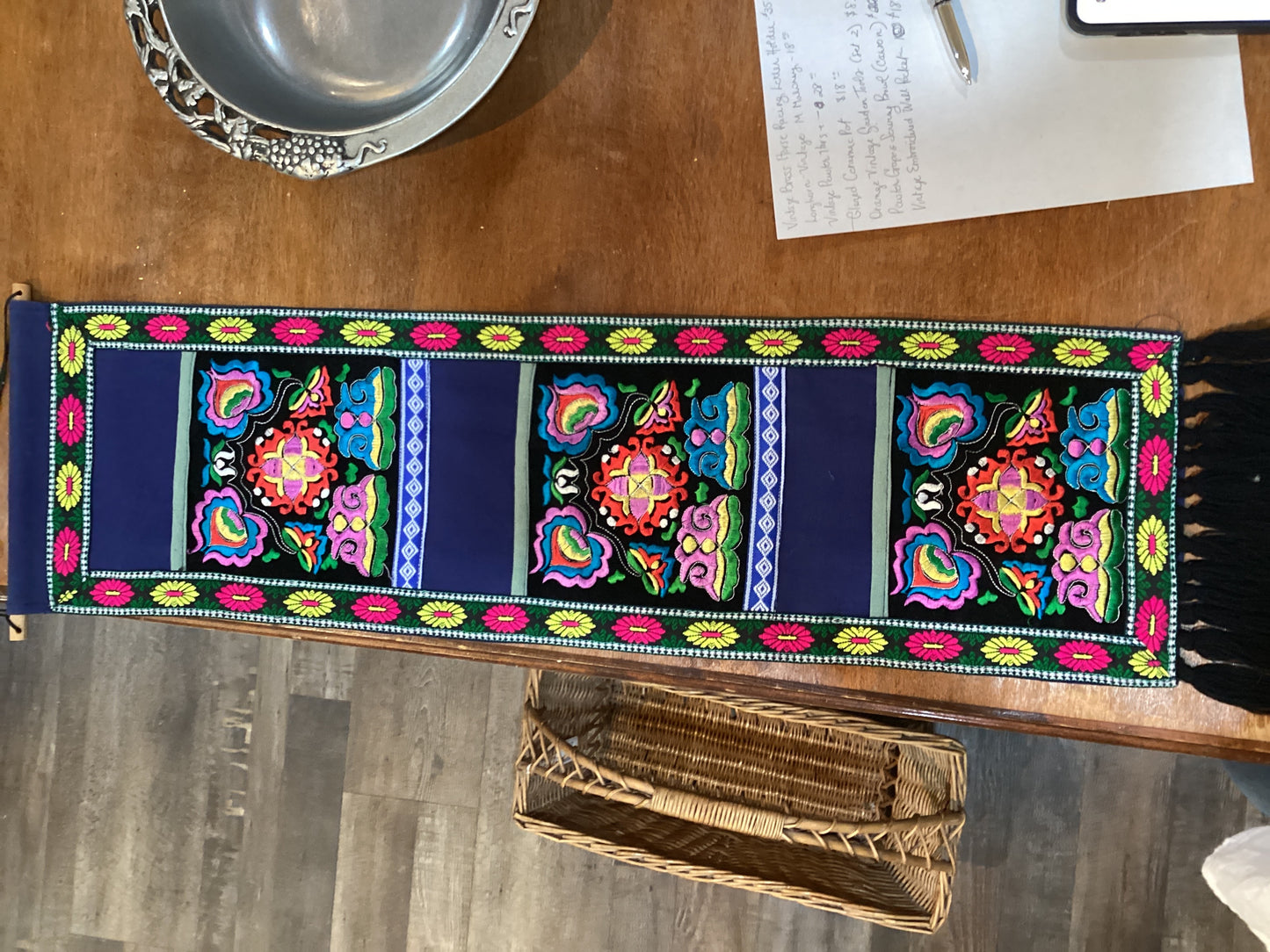 Vintage Embroidered Wall Pocket