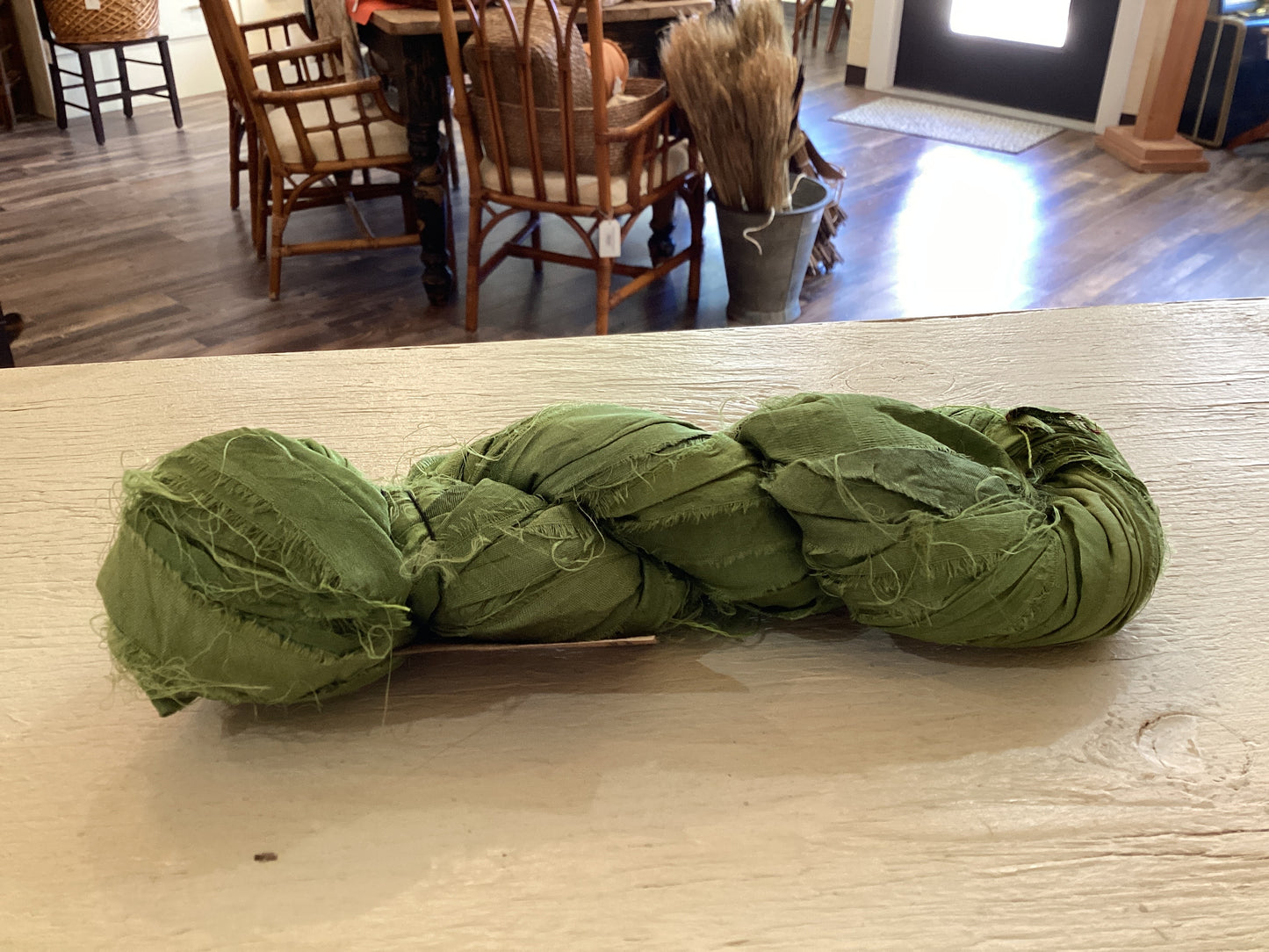 Recycled Green Silk Ribbon