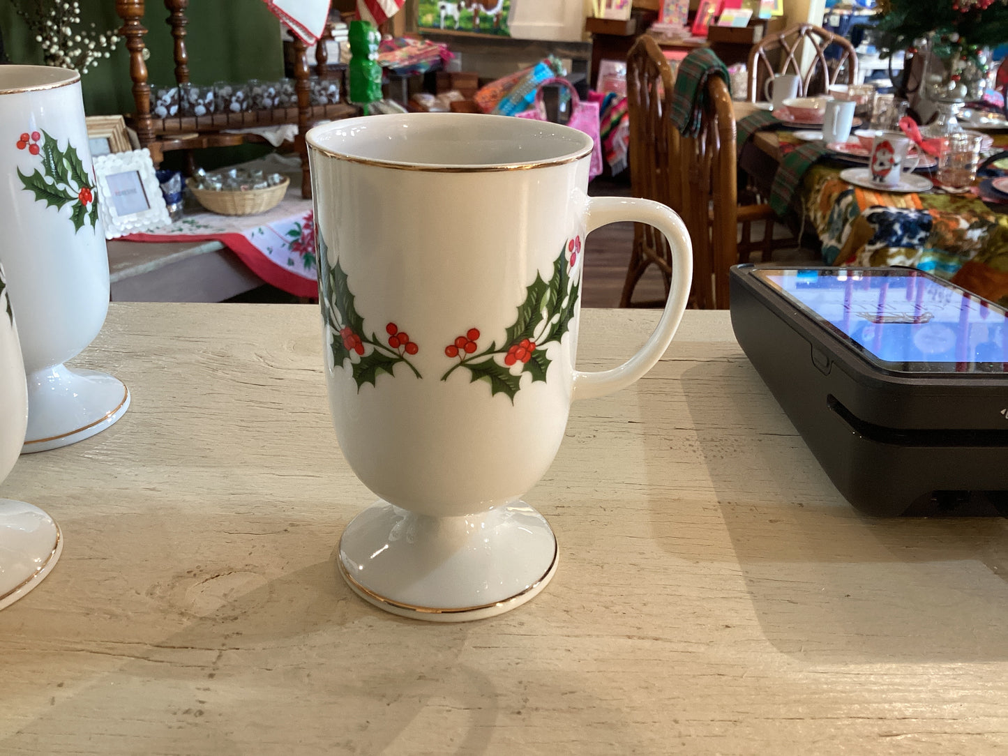 Christmas Holly Footed Mug