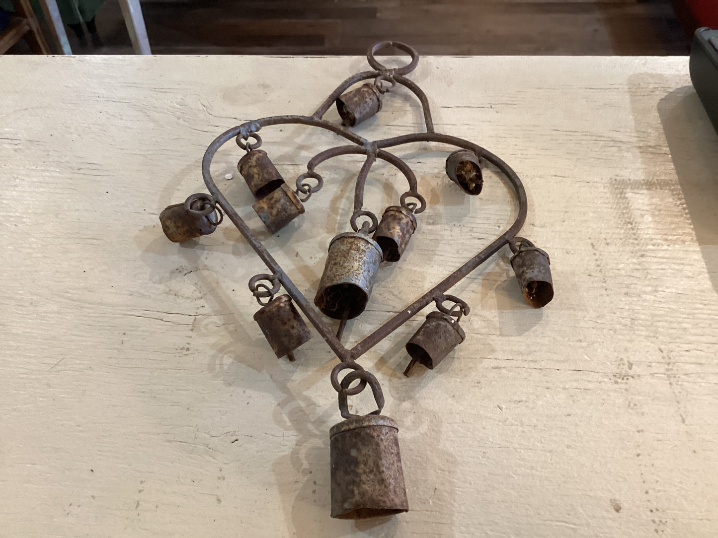 Rustic Metal Heart Windchime