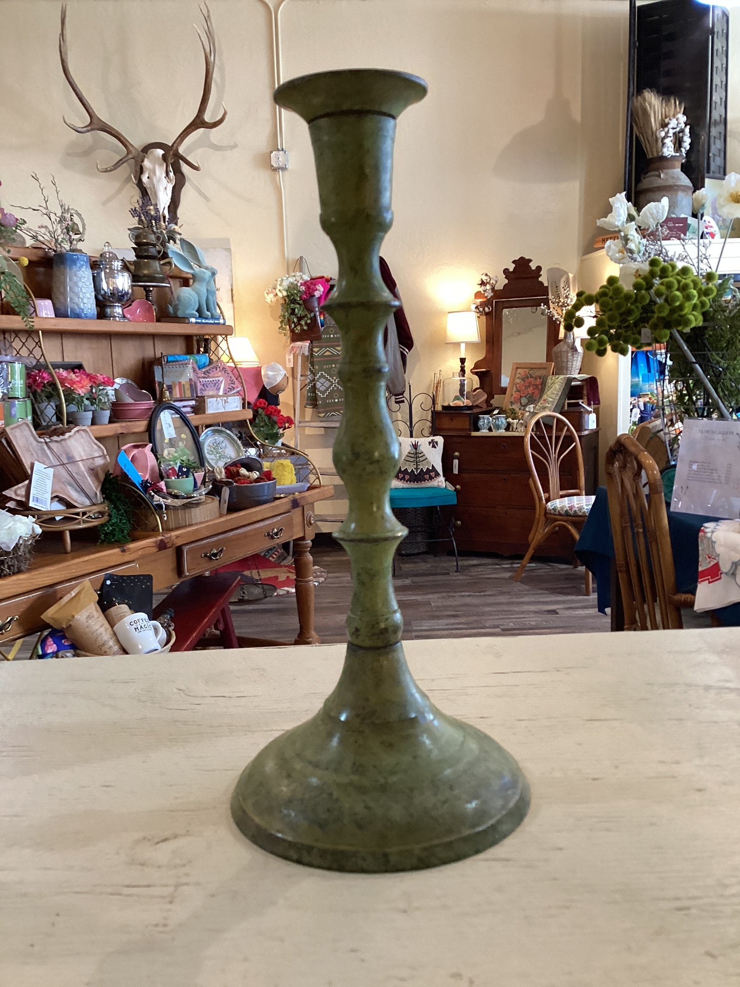 Green Metal Candlestick