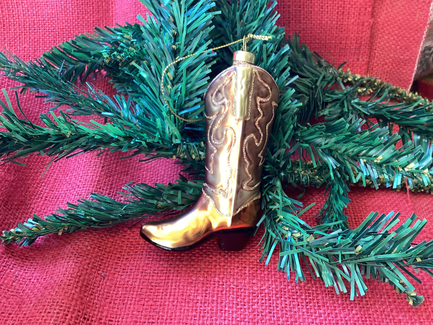 Glass Cowboy Boot Ornament