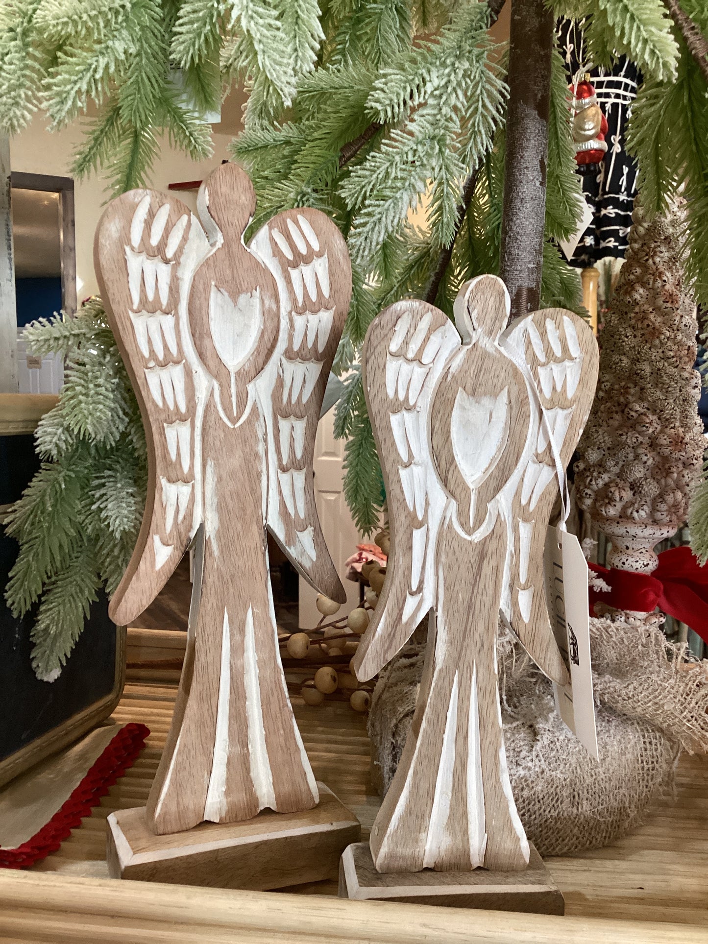 Feathered Wood Angel Large