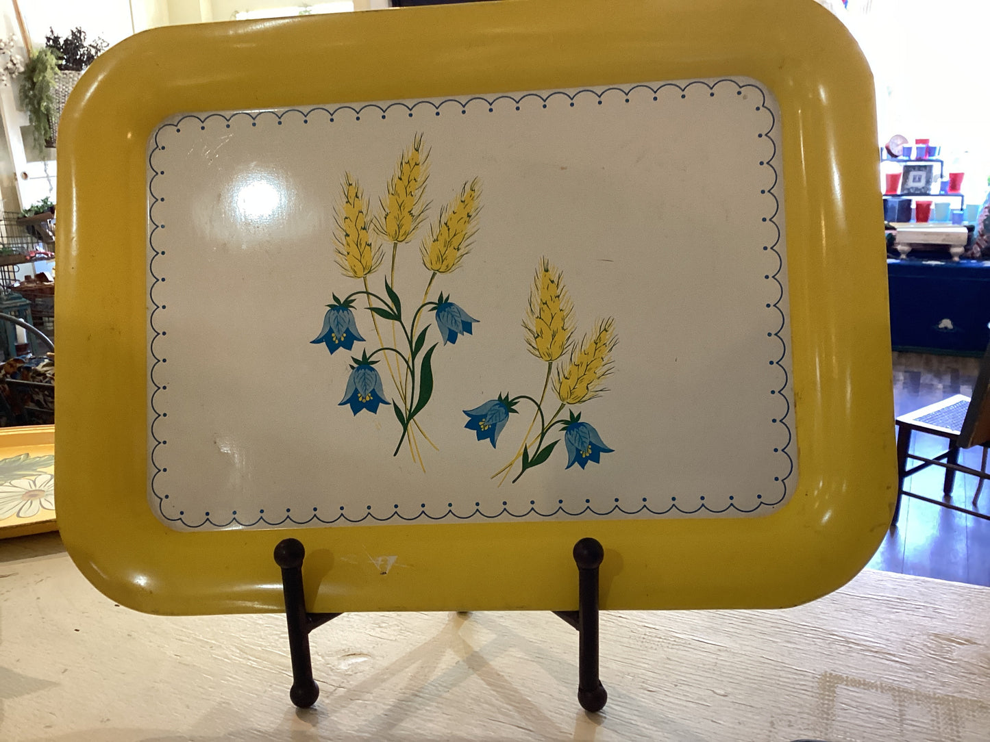 Vintage Wheat with Bluebells Tray