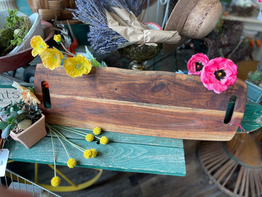 Live Edge Wood Board with Handles