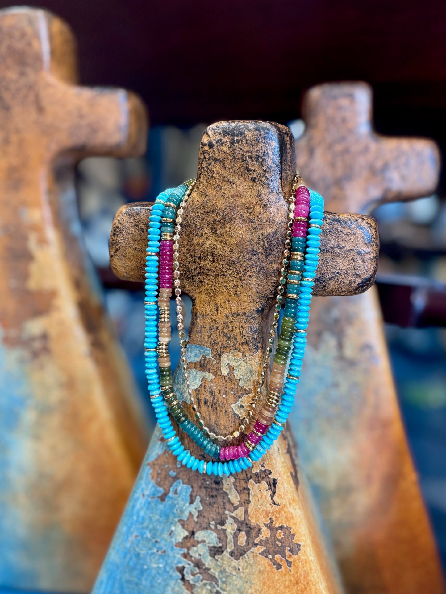 Jewel Tone Necklace with Gold Accents - Baubles by Becca