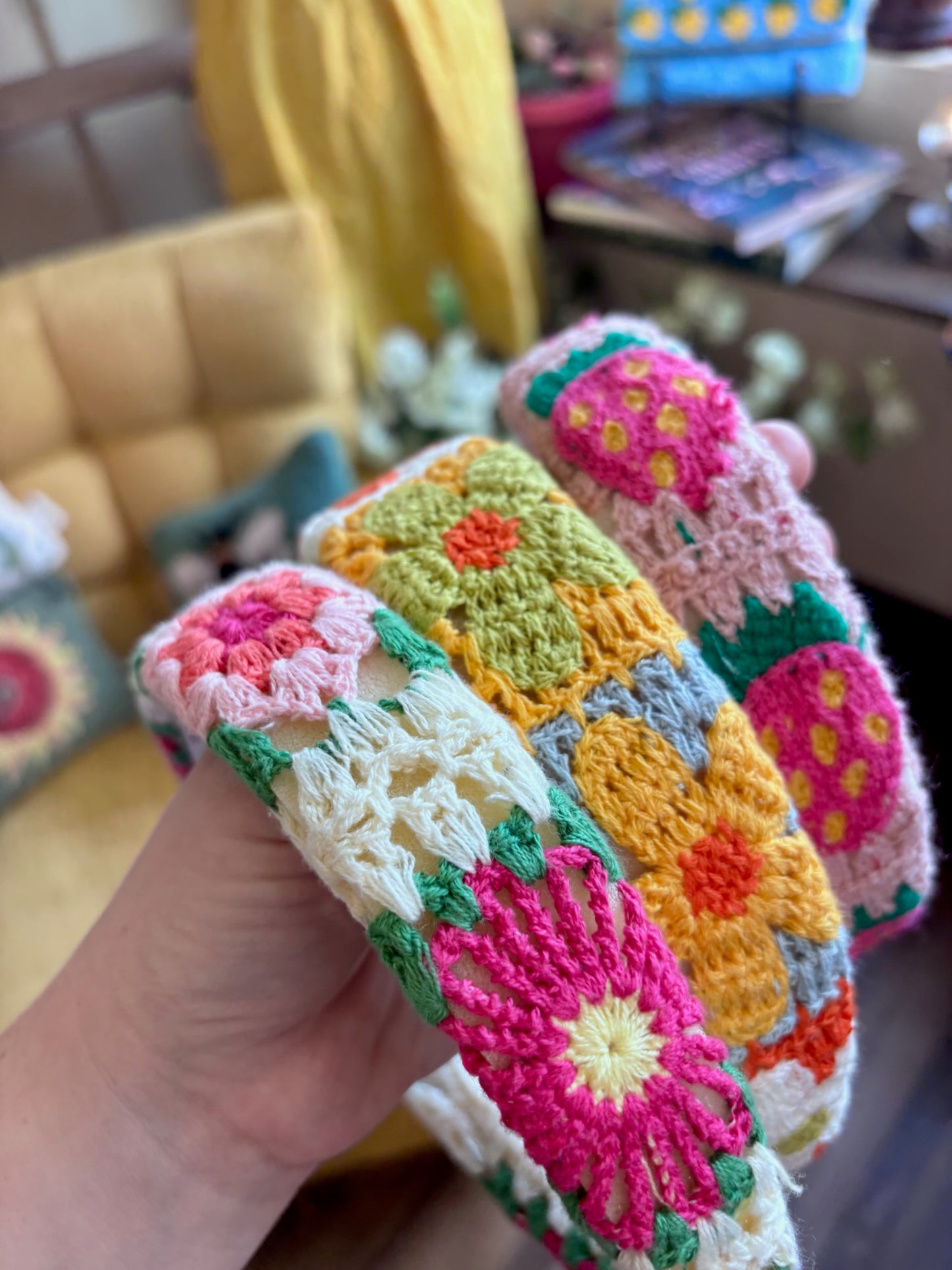FLORAL CROCHET SOFT WOVEN KNIT HEADBAND HAIR BAND | 40HB182: B