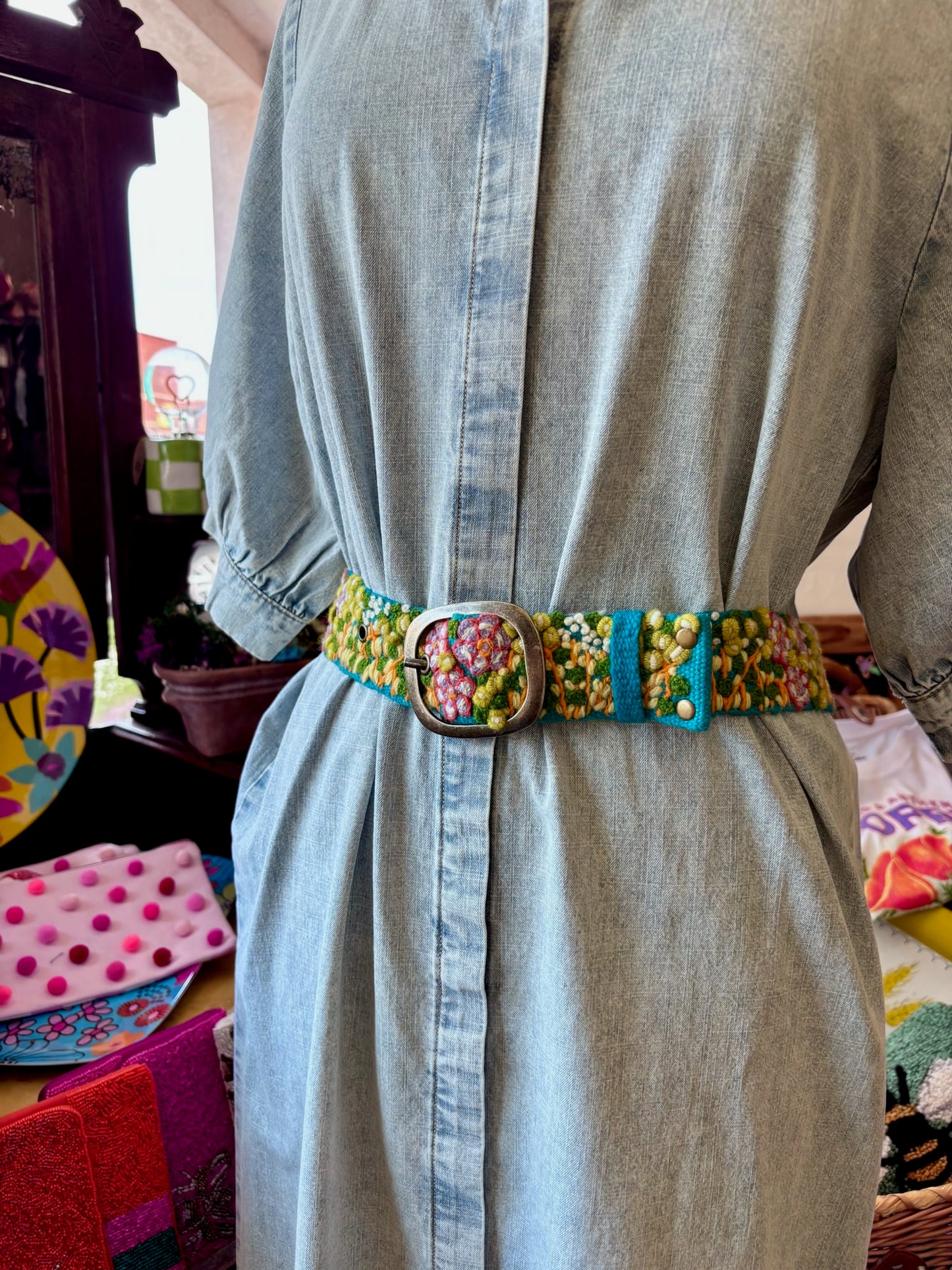 Windswept Embroidered Wool Belt: Large
