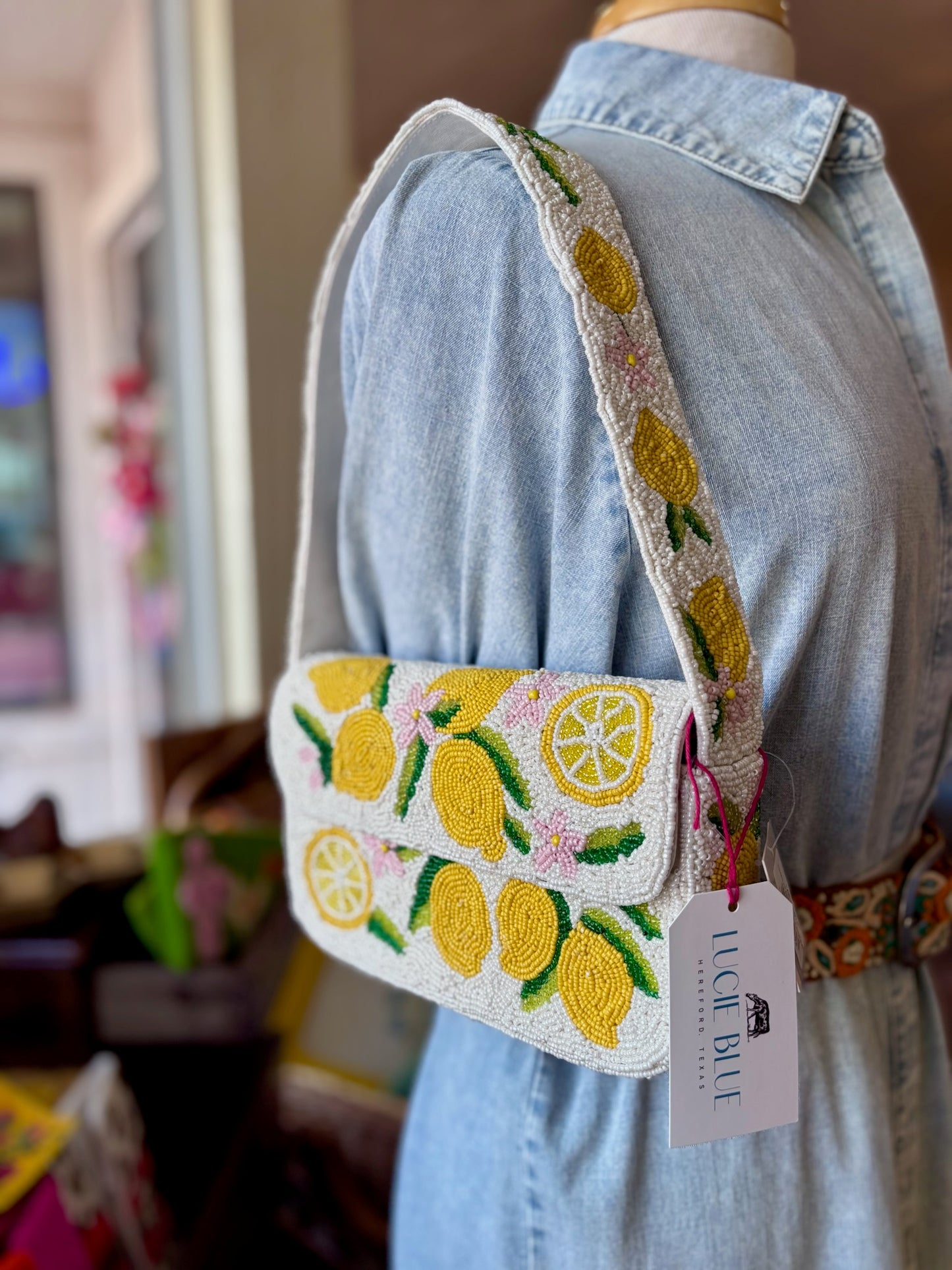 Limes Single Sided Beaded Shoulder Bag