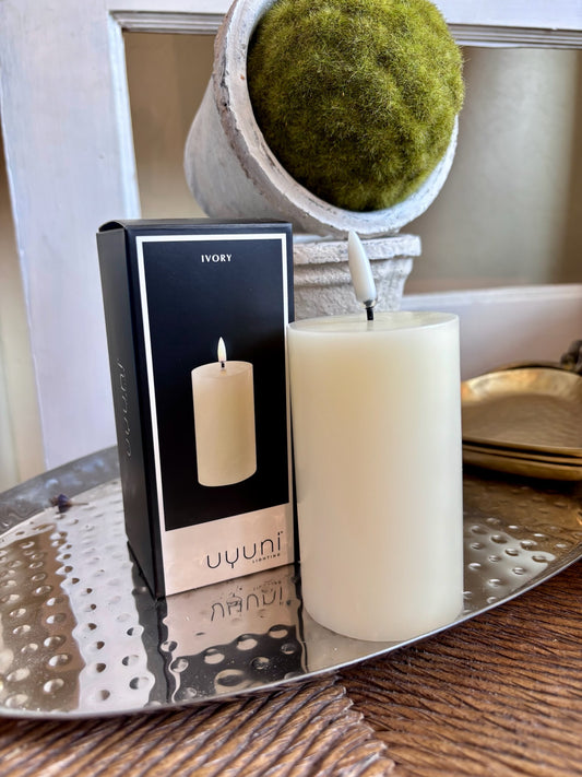 Ivory Flameless Pillar Candle 3 x 8